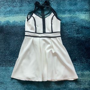 Black and white fit and flare dress